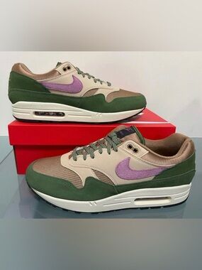Nike Air Max 1 NH DR9773-300 Treeline Light Bordeax Dark Driftwood Sz 12 SH NEW